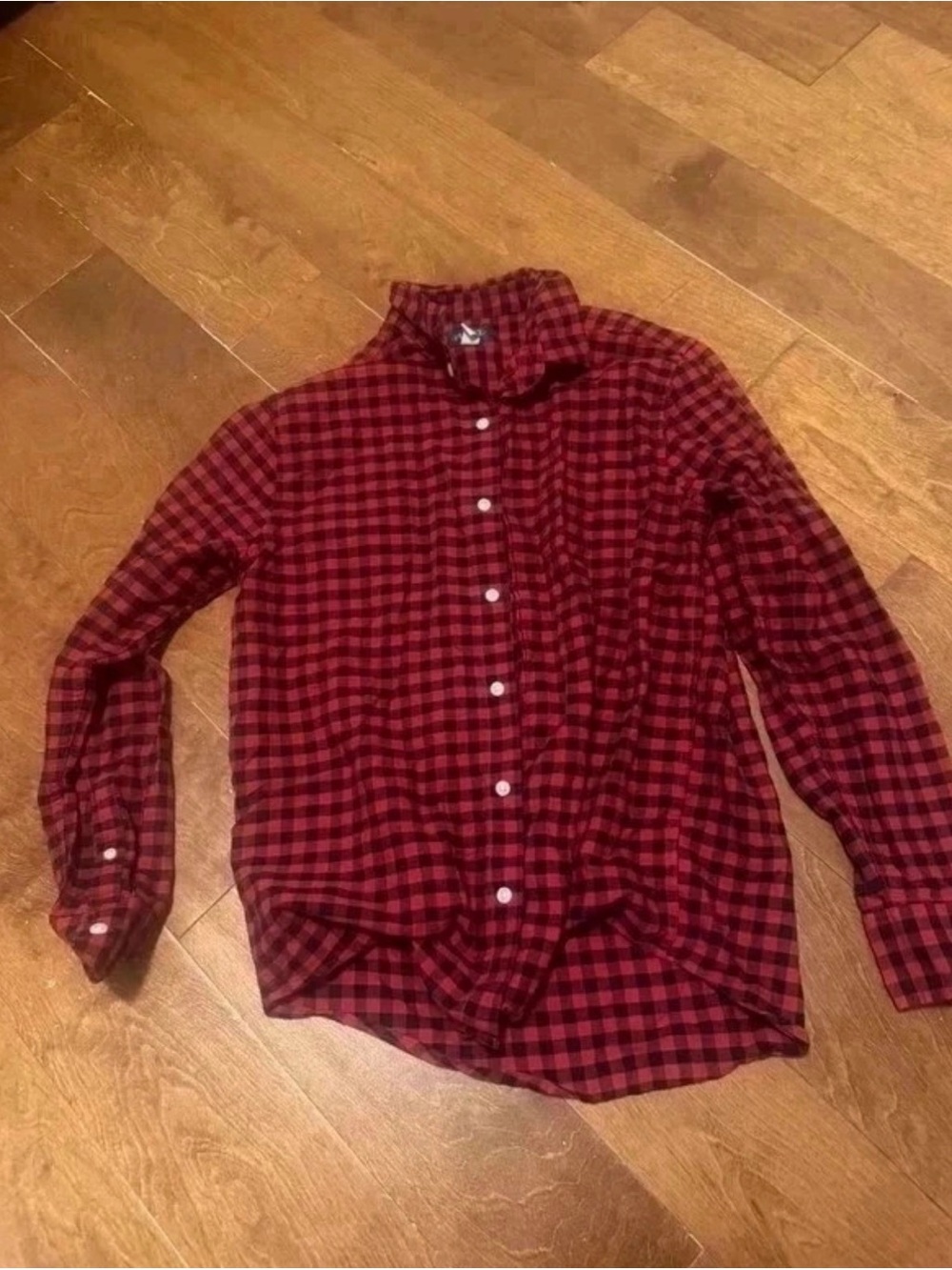 The Children’s Place Men Red Black Plaid Long Sleeve Shirt Small